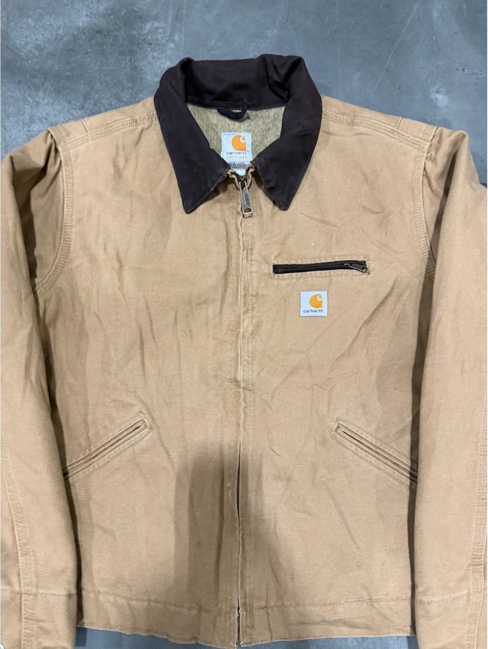 Vintage Carhartt WJ097 CML Women's Detroit Jacket Camel Tan Size Large - Picture 2 of 7